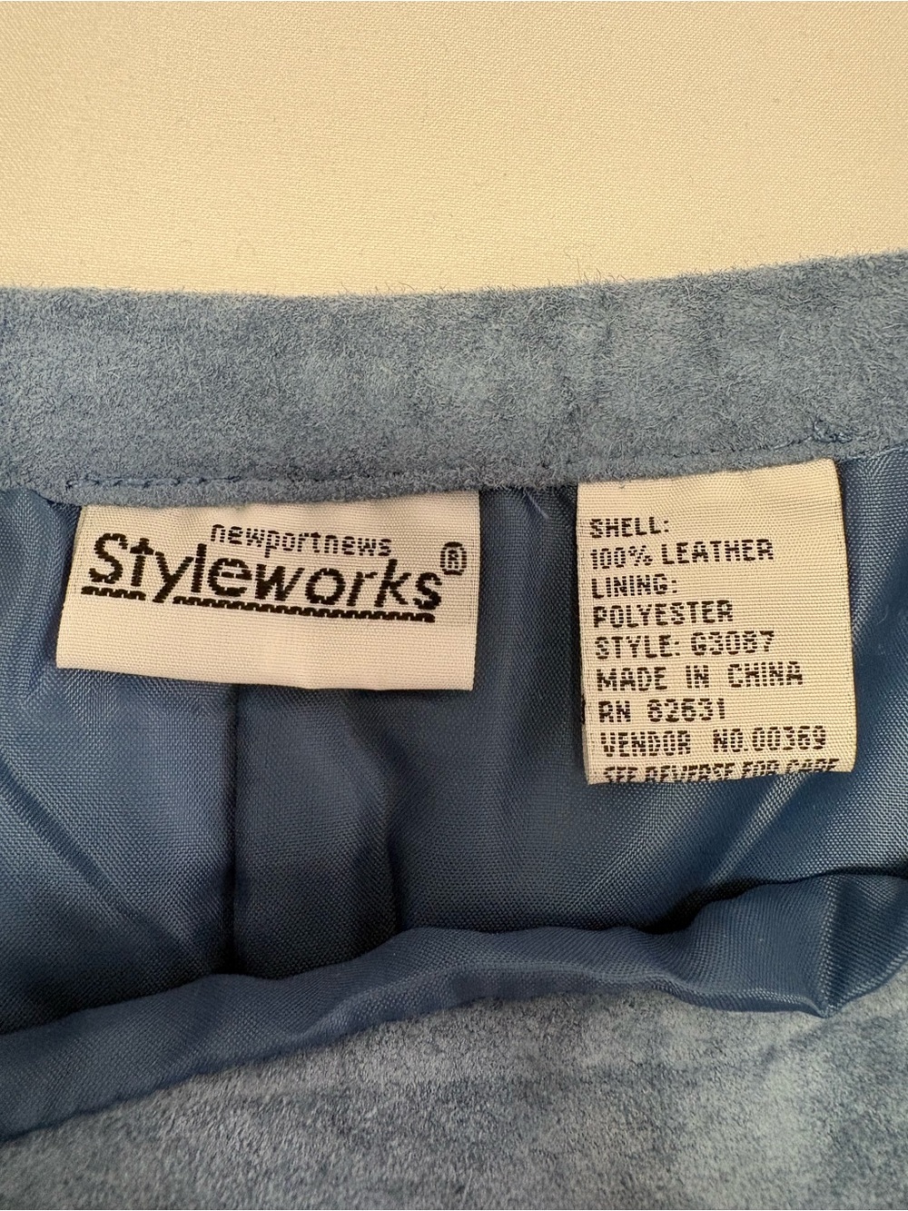Vintage 90’s Blue Suede Newport News Styleworks Fringe Wrap Skirt NWT - Picture 6 of 11